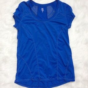Zella bright blue w/mesh Top. NICE stretch! Size L